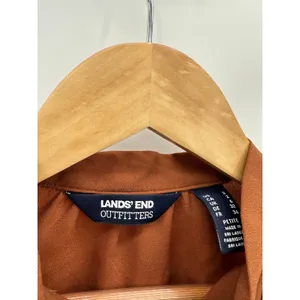 Lands' End Outfitters Blouse Women 2 Brown‎ Tie Neck Long Sleeve Button Cuff thumbnail 5