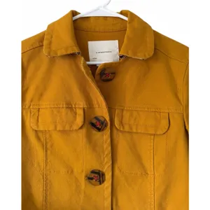 ANTHROPOLOGIE Nora‎ Flounce-Sleeved Trucker Jacket Golden Yellow Women's Size XS thumbnail 3