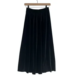 On 34th Womens Midi Skirt Size‎ XS Black Velvet Pleated Pull-On Elastic Waist thumbnail 2