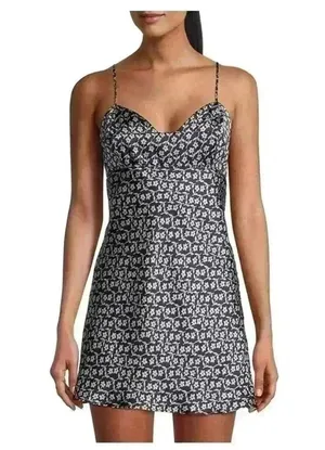 Free People On Our Radar Slip Dress Navy Combo size Medium thumbnail 1