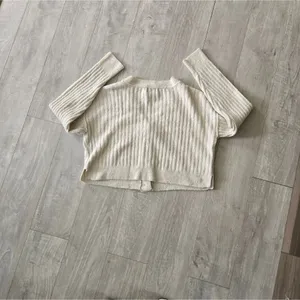 Women’s Cream Button Front Cropped Cardigan Sweater Top Preppy Soft Crop Size thumbnail 5
