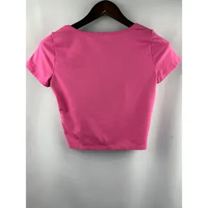 Women’s Hollister Medium Hot Pink Short Sleeve Crop Top thumbnail 3