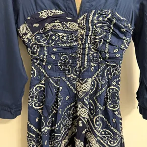 NWT $148 Anthropologie x Holding Horse Flared Bandana Side-Zip Shirt Dress 0 thumbnail 10