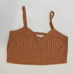 Aeropostale Ribbed Knit Cami Tank Brown Y2K Soft Girl Crop Top M thumbnail 2