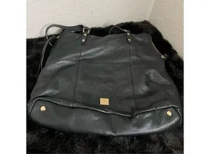 Kooba Black Pebbled Leather Double Handle Shoulder Bag Tote Purse-15x12x4 thumbnail 1