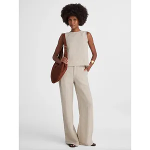 Madewell Linen Pleated Shell Top Sleeveless Minimalist Oat Beige XS NWT thumbnail 4