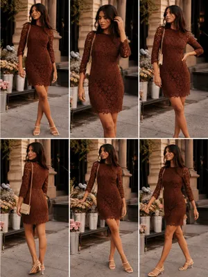 Just Me Women'S 3/4 Sleeve Open Back Floral Crochet Bodycon Mini Dress thumbnail 6