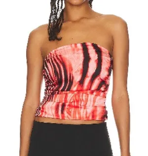 superdown Red and Black Strapless Top thumbnail 1