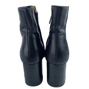 Tory Burch Brooke Womens Black Leather Block Heel Round Toe Zip Ankle Boots 8.5M thumbnail 3