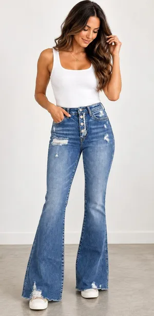 Flying Monkey Vintage Inspired High Rise Faded Distressed Flare Jeans Size 26 thumbnail 1