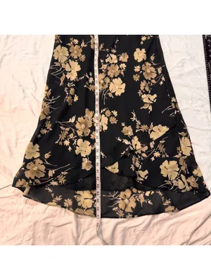 Black Sleeveless Floral Midi Dress 8 M Hi Low Whimsigoth Boho Cottagecore Black thumbnail 7