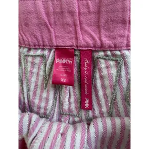 VTG Y2K Victorias Secret Pink Pajama Pants Dog Logo Striped Backside Logo XS thumbnail 6