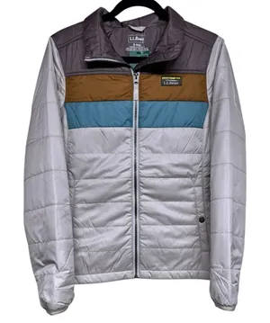 L.L. Bean Mountain Classic Puffer Jacket‎ Taupe Brown/Gray Birch Women's Small thumbnail 1