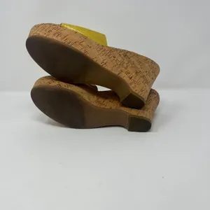 Steve Madden Surg Women Yellow Leather Cork Platform Wedge Sandals‎ Heels 9M thumbnail 5