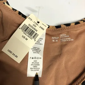 Aerie Bikini Bottom Cheekier High Cut Leopard Print Beige M thumbnail 3