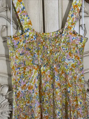 MSK Floral Yellow Rayon Sundress - Lightweight Women's Dress Size Medium thumbnail 12