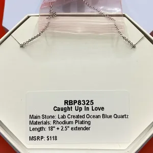 Bomb Party Necklace RBP8325 “Caught Up In Love” LC Quartz on Rhodium NWT thumbnail 3