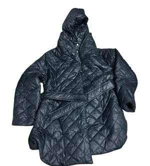 Women's Quilted Puffer Coat with Hood - Dark Navy Blue thumbnail 1