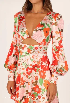 Petal and Pup Tanaya Puff Sleeve Skater Skirt Mini Dress - Orange thumbnail 3