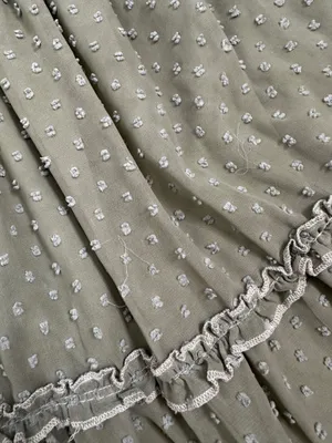 Trixxi Sage Green Swiss Dot Smocked Mini Dress Size Small Boho Cottagecore thumbnail 9