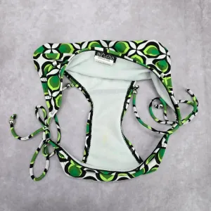Ingear Green Black White Floral Geometric Tie Bikini Bottom Swimwear‎ Medium thumbnail 6