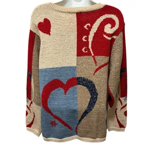 VTG Coldwater Creek Hearts Button Up Patchwork Cardigan Sweater Sz XL Grandma thumbnail 3