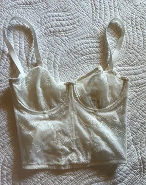 Skims white lace corset bra thumbnail 1