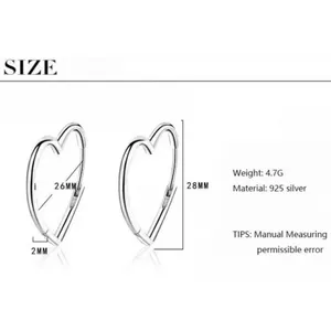 NEW Heart‎ Hoop Earrings, Rhodium Plated 925 Silver thumbnail 11