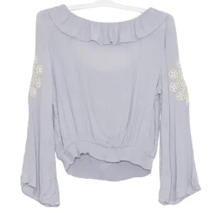 American Eagle Top Gauze Embroidered Cottage Boho Prairie Peasant Fairy Large thumbnail 2