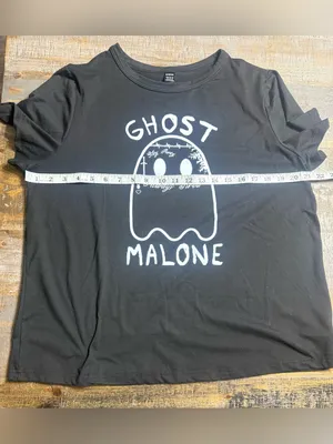 SHEIN Black Tee with White Ghost Malone Graphic thumbnail 6