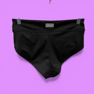 Cute Fabletics high rise cheeky swim bottoms medium beach pool wide band thumbnail 2