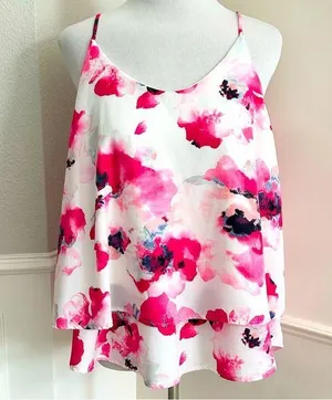 fab’rik Hot Pink Floral Camisole Blouse Large thumbnail 1