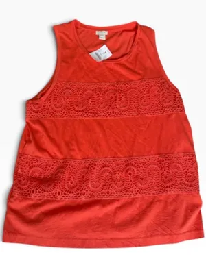 NWT J. Crew Lace Panel Orange Tank Top Sz M thumbnail 1