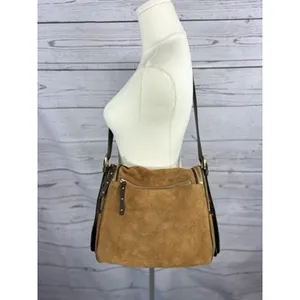 MAXX New York Signature Brown Suede Shoulder Bag Medium Large thumbnail 7