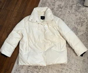 Avec Les Filles x With The Girls Faux Leather Puffer Jacket Size Large White thumbnail 1