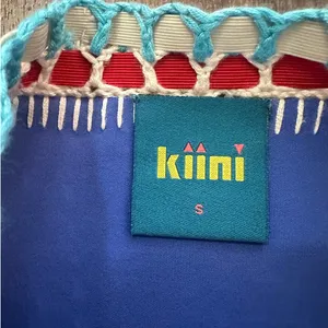 Kiini Crochet Trim High Waisted Bikini Bottom Blue Size S thumbnail 2
