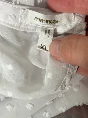 Maurices White Swiss Dot Lace Yoke Ruffle Sleeve Blouse thumbnail 3