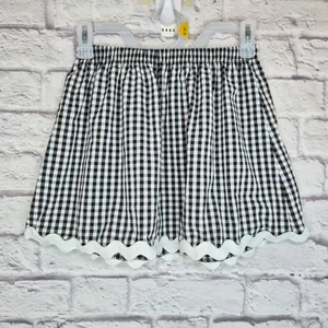 ​21 Saints Black White Gingham 2 Piece Set Ric Rac Scallop Crop Top Skirt Size M thumbnail 2