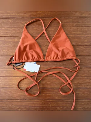 Lea the Label The Paloma Top Rust Swim Top Triangle Bikini size Large NWT thumbnail 2