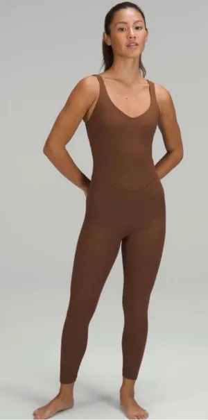 Lululemon Align Ribbed Bodysuit 25" Roasted Brown Athleisure Lounge Yoga Size 4 thumbnail 1