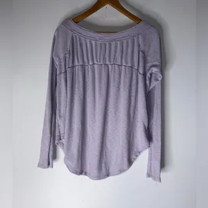 We The Free Free People‎ Must Have Henley Waffle Knit Long Sleeve Top in Lilac Size Small thumbnail 2