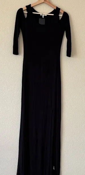 Monteau Black Cold Shoulder Maxi Dress- NWT thumbnail 1