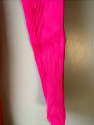 Hot Pink Ribbed Cutout Ruffle Hem Sweater Dress XS thumbnail 5