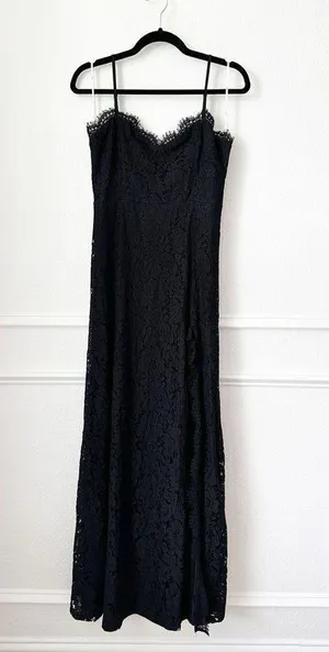 Updated Elegance Lace Maxi Dress in Black sz M thumbnail 4
