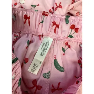 Wild Fable Pink Satin Pajama Shorts‎ Cherry Bow Pickle Print XXS Sleepwear NWOT thumbnail 3