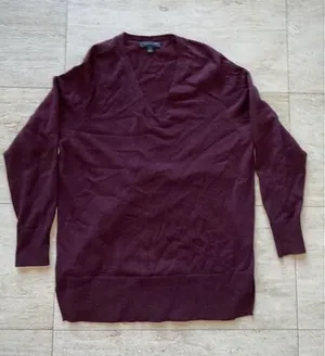 Ann Taylor Women's Wool Blend 3/4 Sleeve Sweater Size S‎ Maroon thumbnail 1