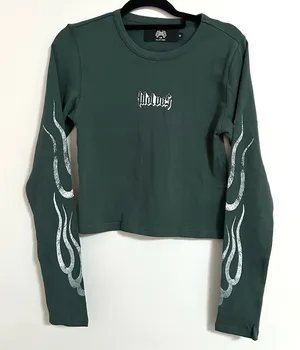 Darc Sport Infernal Flame Cropped Thermal Wolves long-sleeve top, Green | Medium thumbnail 1