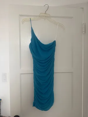 Princess Polly Jocasta Teal One-Shoulder Ruched Mini Dress Bodycon thumbnail 11