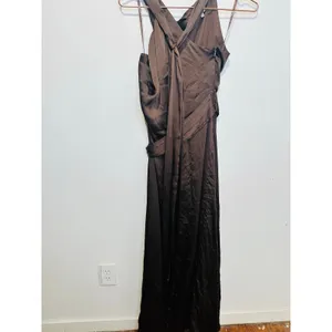 SACHIN & BABI Brown Sleeveless Tie Neck Banded Waist Kayla A-Line Gown Size 0 thumbnail 8