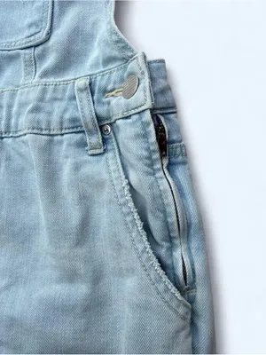 Free People Light Blue Denim Overalls Straight Leg Classic Retro Size 27 thumbnail 3